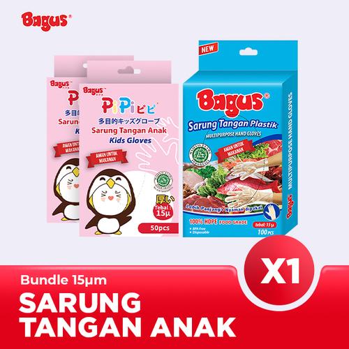 [EZO.9000100] Bagus Sarung Tangan Plastik - Adult & Kids Bundle - 15 Mikron