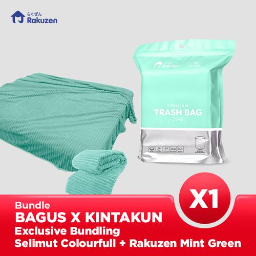 [EZO.9000330] Bagus X Kintakun Selimut Colourfull + Rakuzen Mint Green Bundling