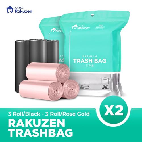 [EZO.9000342] Rakuzen Premium Trash Bag Bundle Uk. 45 x 50 - Rose Gold & Black