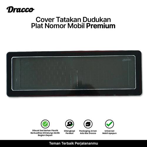 [EZO.4400007] DRACCO Cover tatakan dudukan tempat plat nomor mobil hitam glossy 2 pcs premium beserta perekat awet