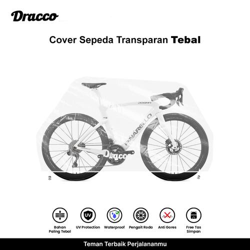 [EZO.4400030] DRACCO sarung sepeda PINARELLO cover roadbike transparan tebal waterproof anti debu free tas simpan