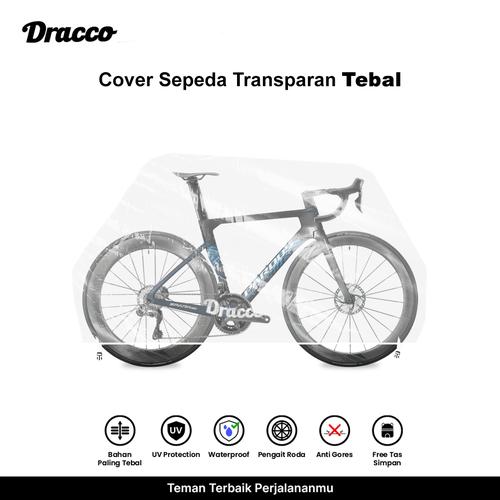 [EZO.4400031] DRACCO sarung sepeda PARDUS cover roadbike transparan tebal waterproof anti debu free tas simpan