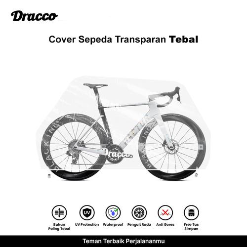 [EZO.4400038] DRACCO sarung sepeda FACTOR cover roadbike transparan tebal waterproof anti debu free tas simpan