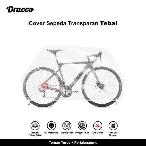 [EZO.4400042] DRACCO sarung sepeda Camp cover roadbike transparan tebal waterproof anti debu free tas simpan