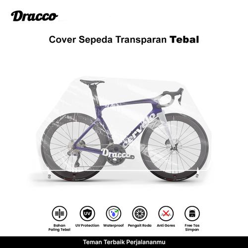 [EZO.4400043] DRACCO sarung sepeda cervelo cover roadbike transparan tebal waterproof anti debu free tas simpan