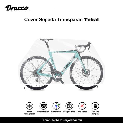 [EZO.4400046] DRACCO sarung sepeda bianchi roadbike transparan tebal waterproof anti debu free tas simpan