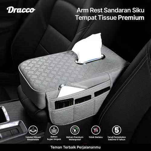 [EZO.4400099] DRACCO Arm rest sandaran siku tempat tisu abu-abu kompartemen mobil serbaguna premium