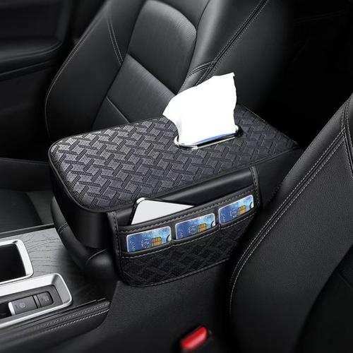 [EZO.4400100] DRACCO Arm rest sandaran siku tempat tisu HITAM kompartemen mobil serbaguna premium