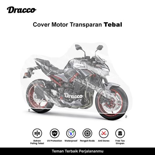 [EZO.4400105] DRACCO cover motor KAWASAKI Z900 Z1000 waterproof tebal transparan bening premium sarung motor KAWASAKI sugomi