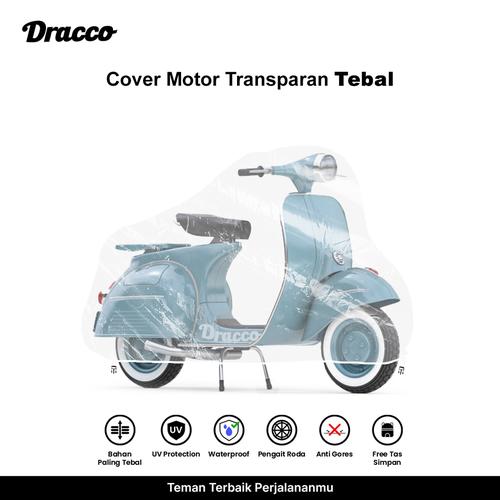 [EZO.4400110] DRACCO cover motor VESPA KLASIK waterproof tebal transparan bening premium sarung motor VESPA