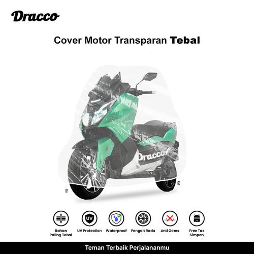 [EZO.4400128] DRACCO cover motor listrik POLYTRON waterproof tebal transparan bening premium sarung motor listrik