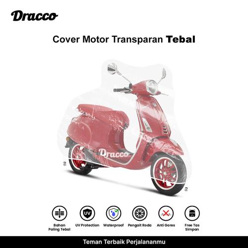 [EZO.4400130] DRACCO cover motor VESPA PIAGGIO waterproof tebal transparan bening premium sarung motor PIAGGIO