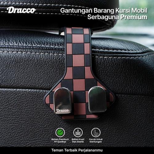 [EZO.4400163] DRACCO gantungan barang kursi mobil model T car organizer headrest mobil car hook hanger holder-HITAM COKLAT