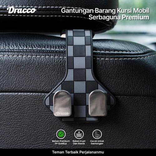 [EZO.4400164] DRACCO gantungan barang kursi mobil model T car organizer headrest mobil car hook hanger holder-HITAM ABU