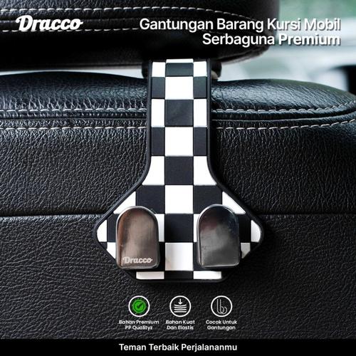 [EZO.4400165] DRACCO gantungan barang kursi mobil model T car organizer headrest mobil car hook hanger holder-HITAM PUTIH