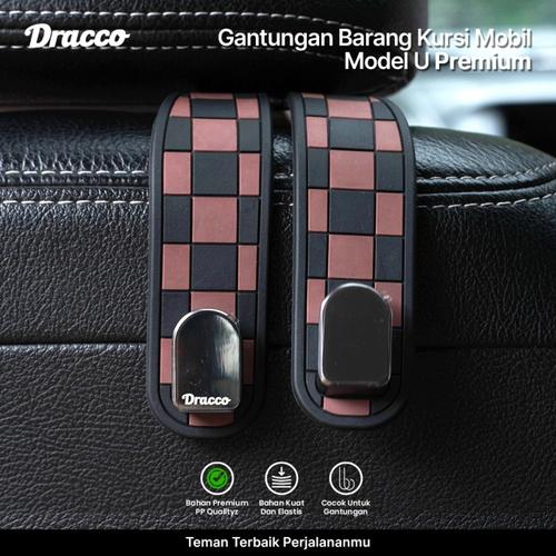[EZO.4400167] DRACCO gantungan barang kursi mobil model U car organizer headrest mobil car hook hanger holder-HITAM COKLAT