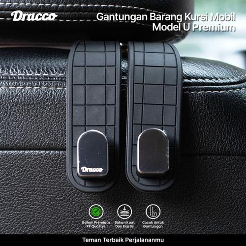 [EZO.4400169] DRACCO gantungan barang kursi mobil model U car organizer headrest mobil car hook hanger holder-HITAM