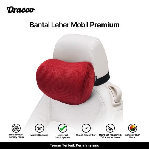 [EZO.4400172] DRACCO bantal mobil penyangga leher MERAH bahan premium memory foam neck pillow car aksesoris mobil