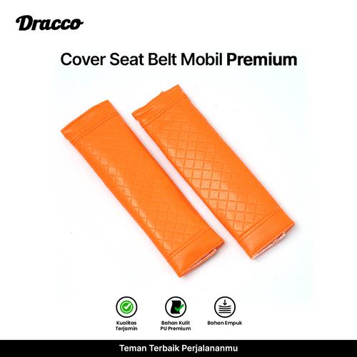 [EZO.4400177] DRACCO cover seat belt mobil 2 pcs premium sarung sabuk pengaman bantalan safety belt kulit mobil-orange