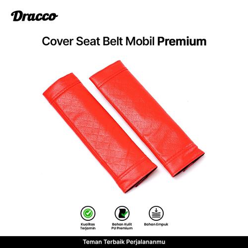 [EZO.4400178] DRACCO cover seat belt mobil 2 pcs premium sarung sabuk pengaman bantalan safety belt kulit mobil-merah