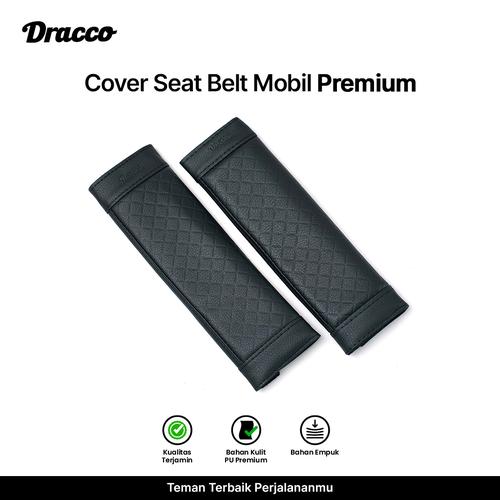 [EZO.4400180] DRACCO cover seat belt mobil 2 pcs premium sarung sabuk pengaman bantalan safety belt kulit mobil-hitam