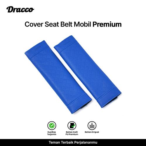 [EZO.4400183] DRACCO cover seat belt mobil 2 pcs premium sarung sabuk pengaman bantalan safety belt kulit mobil-biru