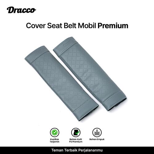 [EZO.4400184] DRACCO cover seat belt mobil 2 pcs premium sarung sabuk pengaman bantalan safety belt kulit mobil-abu