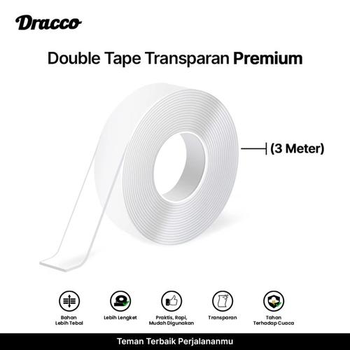 [EZO.4400217] Dracco double tape selotip lakban premium nano selotip bening 2 sisi serbaguna-3 meter