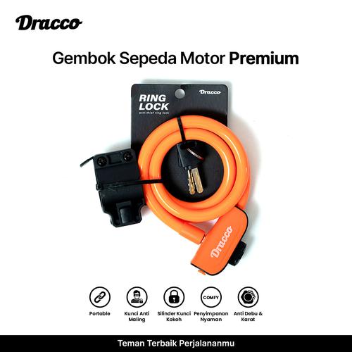 [EZO.4400241] DRACCO gembok sepeda motor kunci keamanan premium ring lock bicycle motorcycle skuter-ORANGE