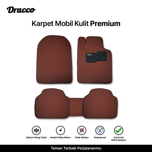[EZO.4400249] DRACCO Karpet mobil kulit 2 baris COKLAT premium universal waterproof car mats leather
