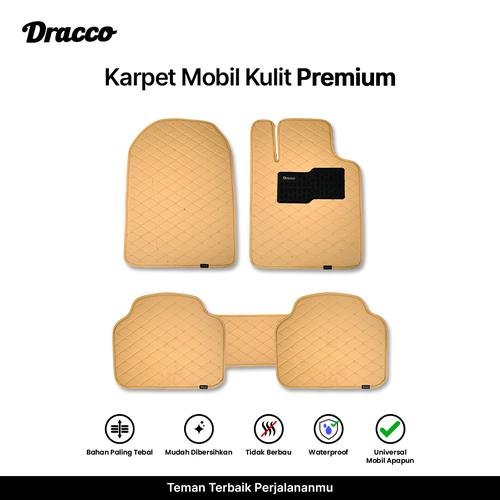 [EZO.4400250] DRACCO Karpet mobil kulit 2 baris CREAM premium universal waterproof car mats leather