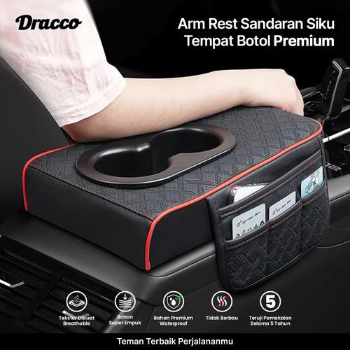 [EZO.4400257] DRACCO Arm rest sandaran siku tempat botol kompartemen mobil serbaguna premium