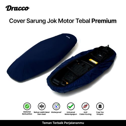 [EZO.4400261] DRACCO Cover sarung jok motor navy premium tebal waterproof anti cakar kucing free tas simpan