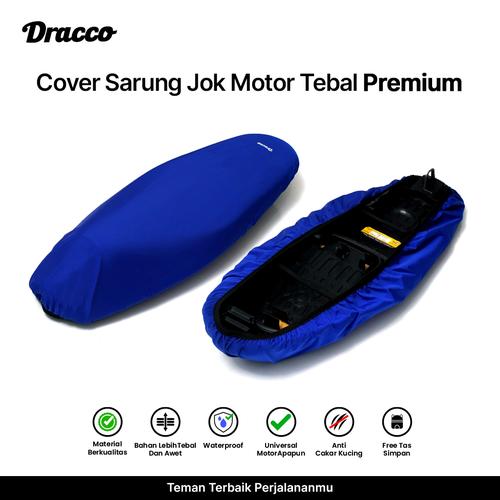 [EZO.4400262] DRACCO Cover sarung jok motor biru premium tebal waterproof anti cakar kucing free tas simpan