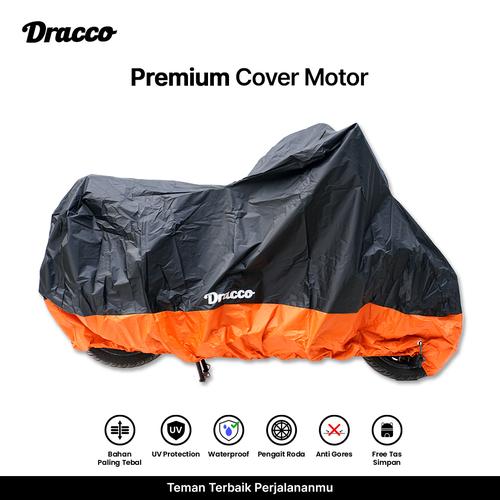 [EZO.4400270] DRACCO cover motor waterproof ada lubang gembok pengait roda depan belakang anti terbang-hitam orange