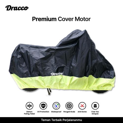 [EZO.4400271] DRACCO cover motor waterproof ada lubang gembok pengait roda depan belakang anti terbang-hitam hijau muda