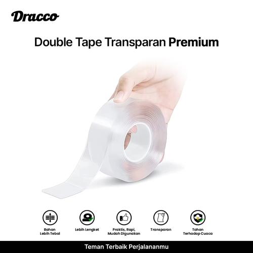 [EZO.4400279] Dracco double tape premium nano selotip bening 2 sisi serbaguna