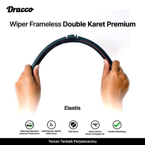 [EZO.4400440] DRACCO wiper frameless double karet free 6 konektor universal premium wiper mobil dual blade