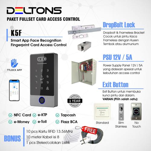 [EZO.7700006] Face Recognition Smart Access Control Deltons K5F Akses Wajah Fingerprint Dropbolt RFID TTlock