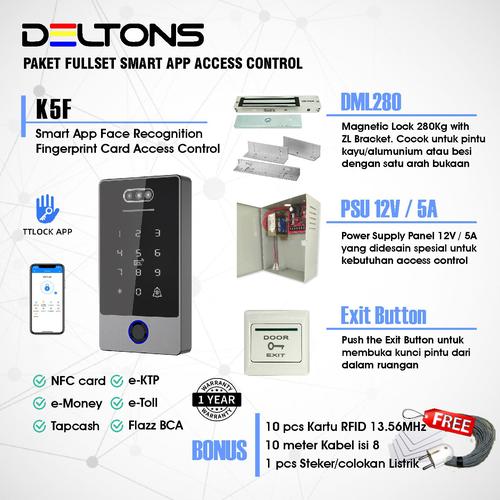[EZO.7700007] Deltons Paket Smart Access Control Door K5F Face Recognition Akses Wajah Magnetic Lock RFID
