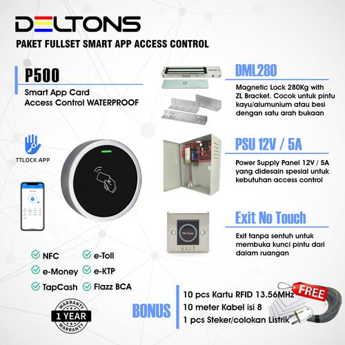 [EZO.7700010] Outdoor Waterproof Door Access Control Deltons P500 Paket Akses Kontrol EM Lock