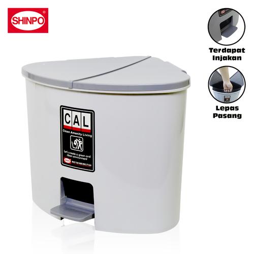 [EZM.6500003] SHINPO Tempat Sampah Plastik Tong Sudut Corner 16.5L Trident On Dustbin Dengan Injakan SPO-SIP-713 Abu
