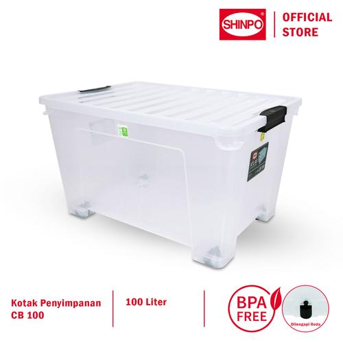 [EZM.6500009] SHINPO Atlas Kontainer Plastik 100 Liter Dengan Roda Container Box Kotak Penyimpanan SIP-102-CB100