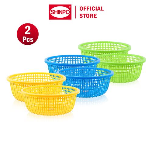 [EZM.6500041] SHINPO COMBO 2 Bakul Bulat Plastik Ukuran S Evergreen Fruit Vegetable Basket Bakul Saringan SIP-831