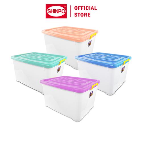 [EZM.6500060] SHINPO Kontainer Plastik Dengan Roda Hercules Container Box Kotak Penyimpanan SPO-SIP-119-CB-150 Orange hijau