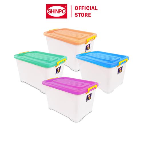 [EZM.6500070] SHINPO Kontainer Plastik Dengan Roda Real Container Box Kotak Penyimpanan SPO-SIP-143-CB-70 Biru hijau