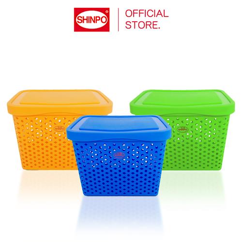 [EZM.6500092] SHINPO Keranjang Plastik Serbaguna 32 x 22 CM Dengan Tutup Memory Multipurpose Basket SPO-SIP-257