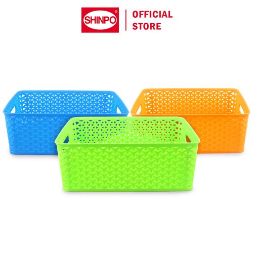 [EZM.6500093] SHINPO Bakul Segi Plastik 28.5 x 36 x 13.5 CM Tulip Multipurpose Basket Serbaguna SPO-SIP-258- Multiwarna hijau