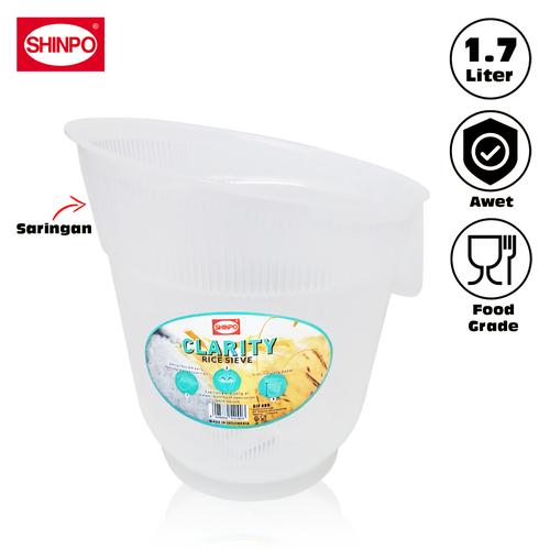 [EZM.6500113] SHINPO Wadah Pencuci Beras Saringan 1.7 Liter Baskom Saringan Clarity Rice Sieve BPA Free SPO-SIP-409 Clear kitchenware