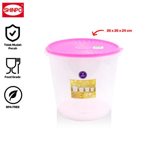 [EZM.6500123] SHINPO Toples Plastik 10 L Penyimpanan Makanan Peacock Food Storage BPA Free SPO-SIP-610 Pink